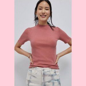 NWT Anthropologie Mason Terra Cotta Ribbed Mock Neck Top XS